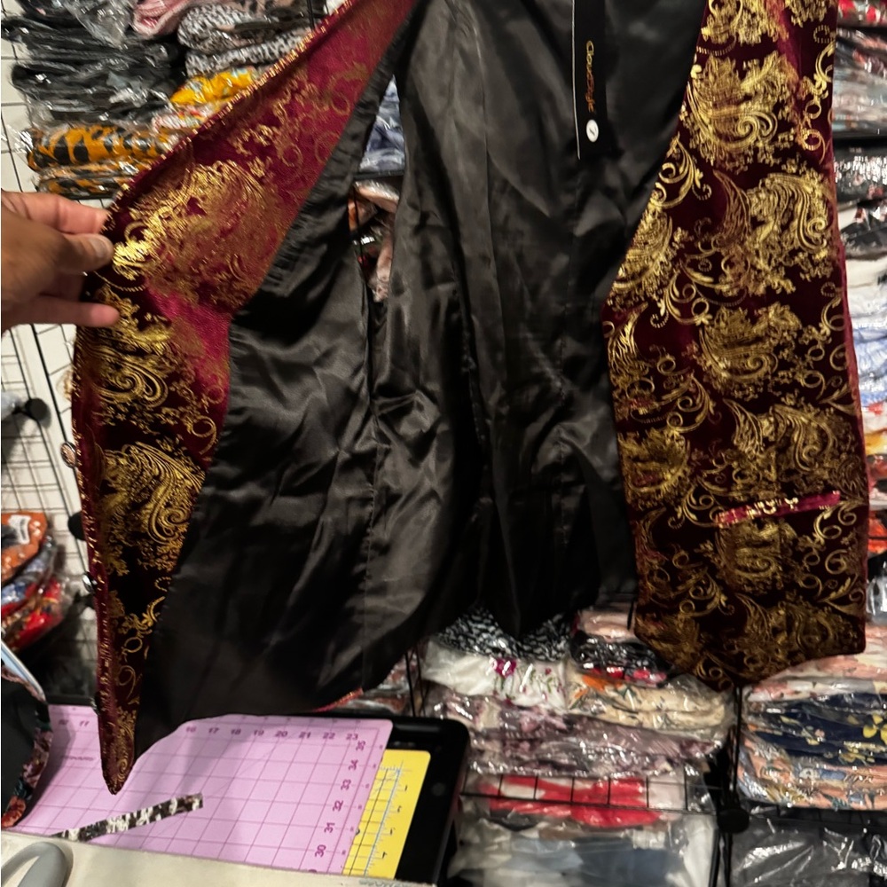 Chaudry Burgundy and Gold Paisley Vest - Picture 9 of 10